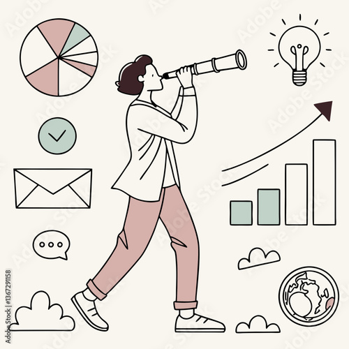 Forward-Thinking Businesswoman Analyzes Data for Strategic Vision and Growth