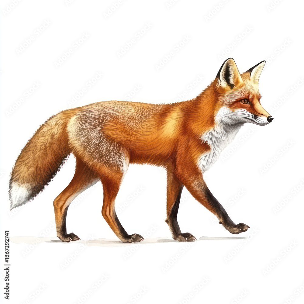 Fototapeta premium Graceful Fox in Watercolor By Generated AI
