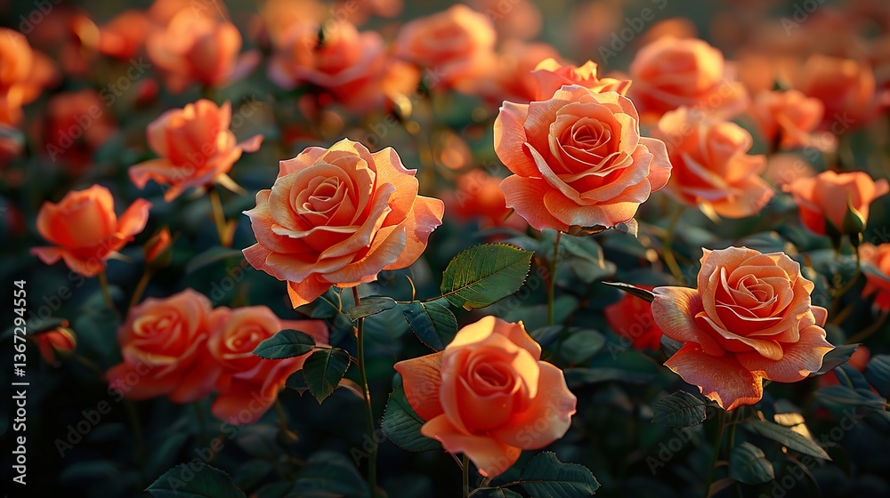 group of pink roses in contrasting light and shadow group of pink roses in contrasting light and shadow