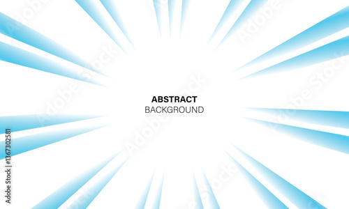 Abstract bright blue sun rays on white background vector design.
