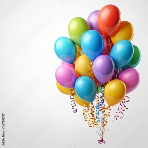 Wallpaper Mural Colorful Balloons Bunch with Ribbons Torontodigital.ca