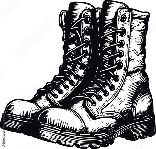 Minimal Bovver Boots Icon Vector Illustration Design On White Background, Silhouette Vector Style