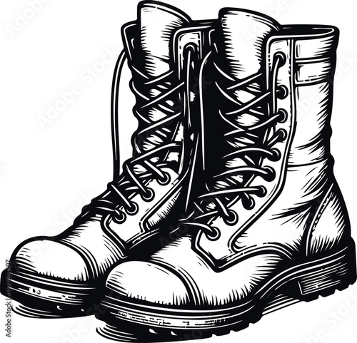 Minimal Bovver Boots Icon Vector Illustration Design On White Background, Silhouette Vector Style