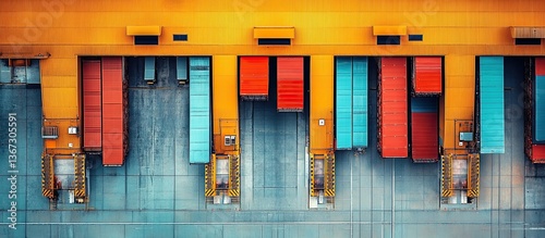 Aerial View of Colorful Shipping Containers at a Logistics Hub