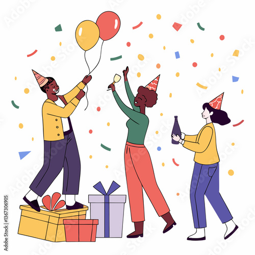 Festive gathering of friends celebrating a special occasion with joy and cheer