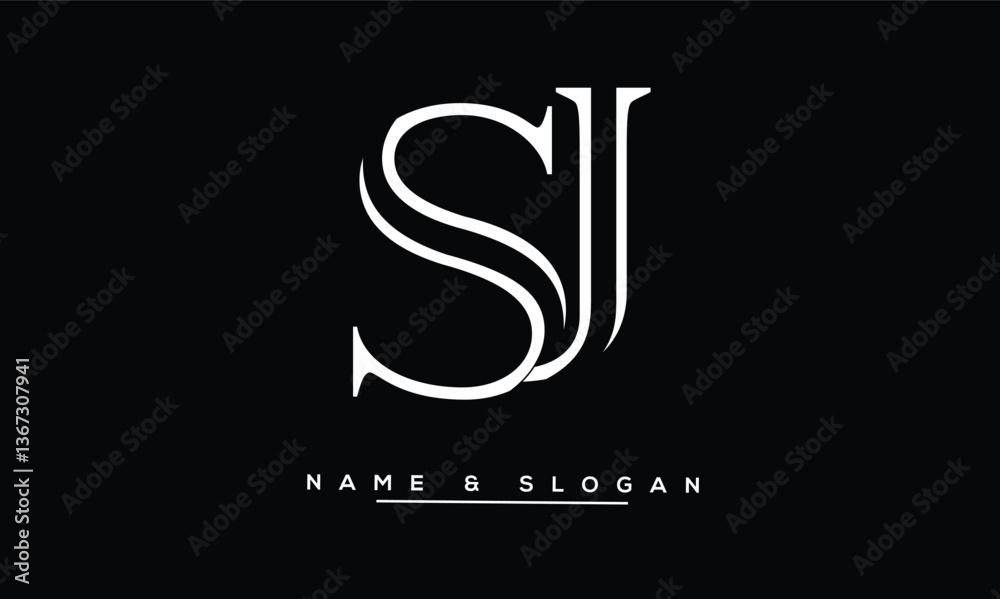 Fototapeta premium JS, SJ Abstract Letters Logo Monogram