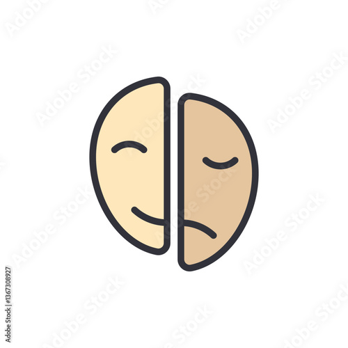 Bipolar disorder colored icons, minimalist vector illustration ,simple transparent graphic element .Isolated on white background