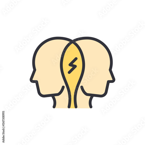 Bipolar disorder colored icons, minimalist vector illustration ,simple transparent graphic element .Isolated on white background