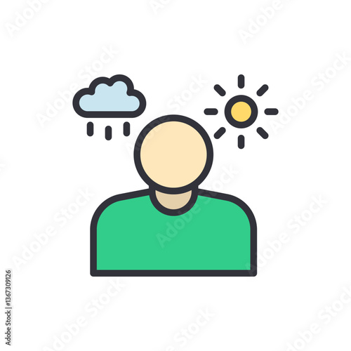 Bipolar disorder colored icons, minimalist vector illustration ,simple transparent graphic element .Isolated on white background