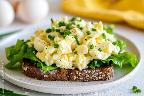 Creamy Egg Salad on Seeded Toast with Fresh Lettuce