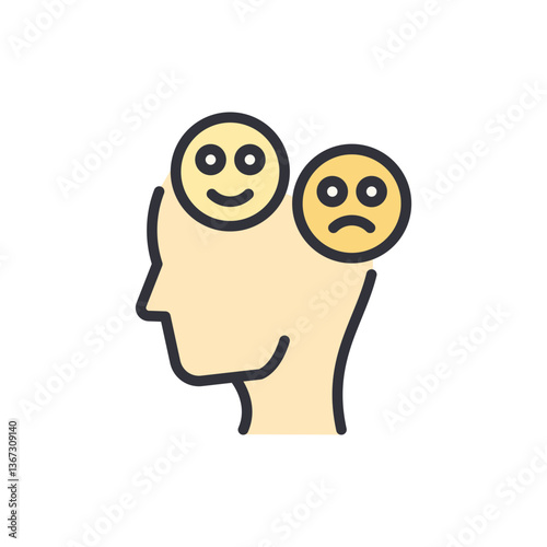 Bipolar disorder colored icons, minimalist vector illustration ,simple transparent graphic element .Isolated on white background