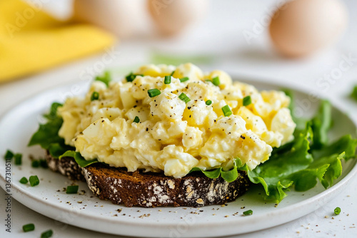 Creamy Egg Salad on Seeded Toast with Fresh Lettuce
