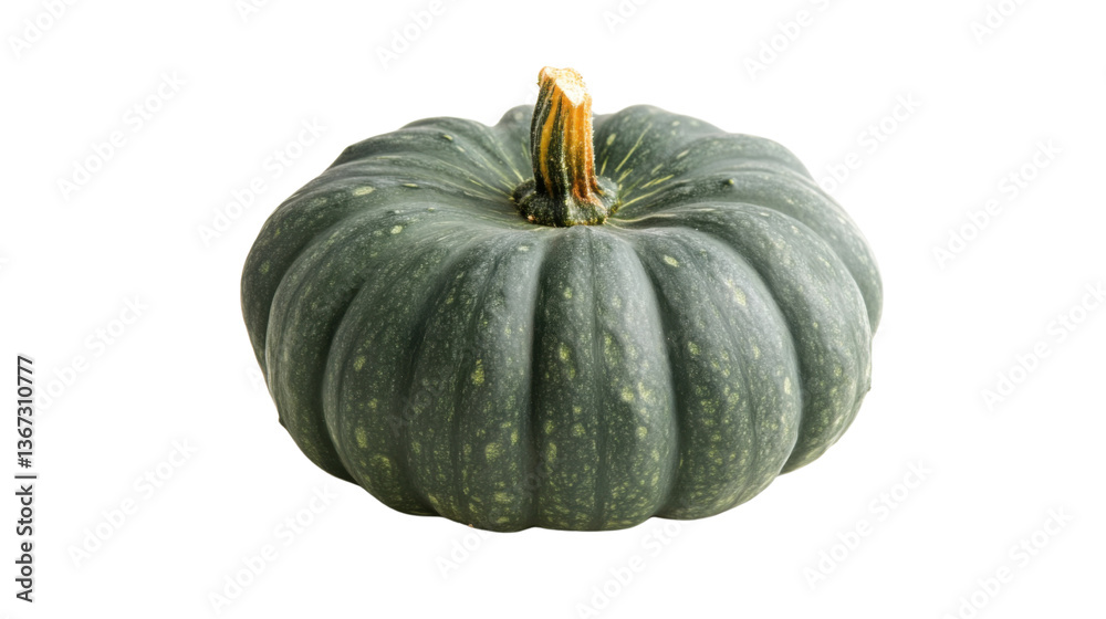 Fresh Green Pumpkin with Smooth Skin and Natural Texture Isolated on White Background Fresh Green Pumpkin with Smooth Skin and Natural Texture Isolated on White Background