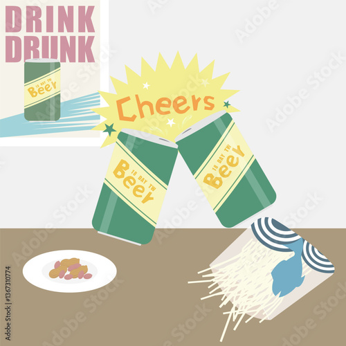 Beer Cheers, Fish Snack, and Peanuts