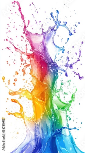 Wallpaper Mural Vibrant chromatic surge, an explosion of rainbow colored liquid drops Torontodigital.ca
