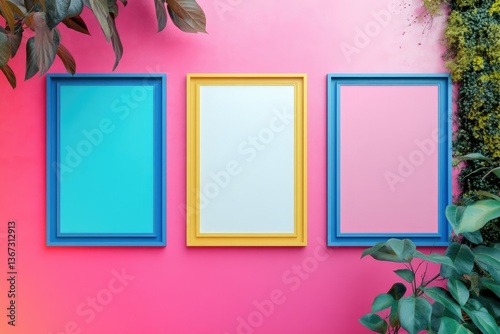 Color Background Template with Frame and Border for Posters Ads Banner Insert Picture Copy Space