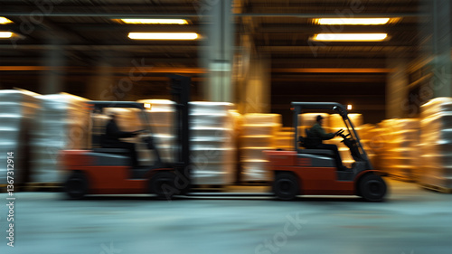 Wallpaper Mural 工場入口でフォークリフトが交差する現場の忙しさを捉えた瞬間 Torontodigital.ca