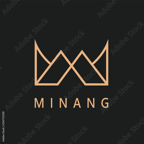 M letter crown minang house logo icon vector concept design photo