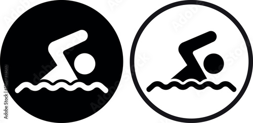 Swimmer icon set in two styles . Swimming symbol icon . Vector illustration