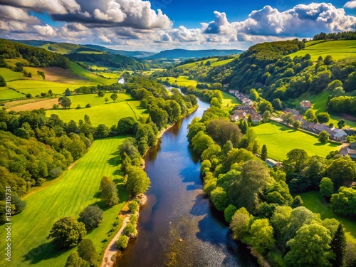 Aerial View of River Dee, Llangollen, North Wales - Stunning Drone Photography