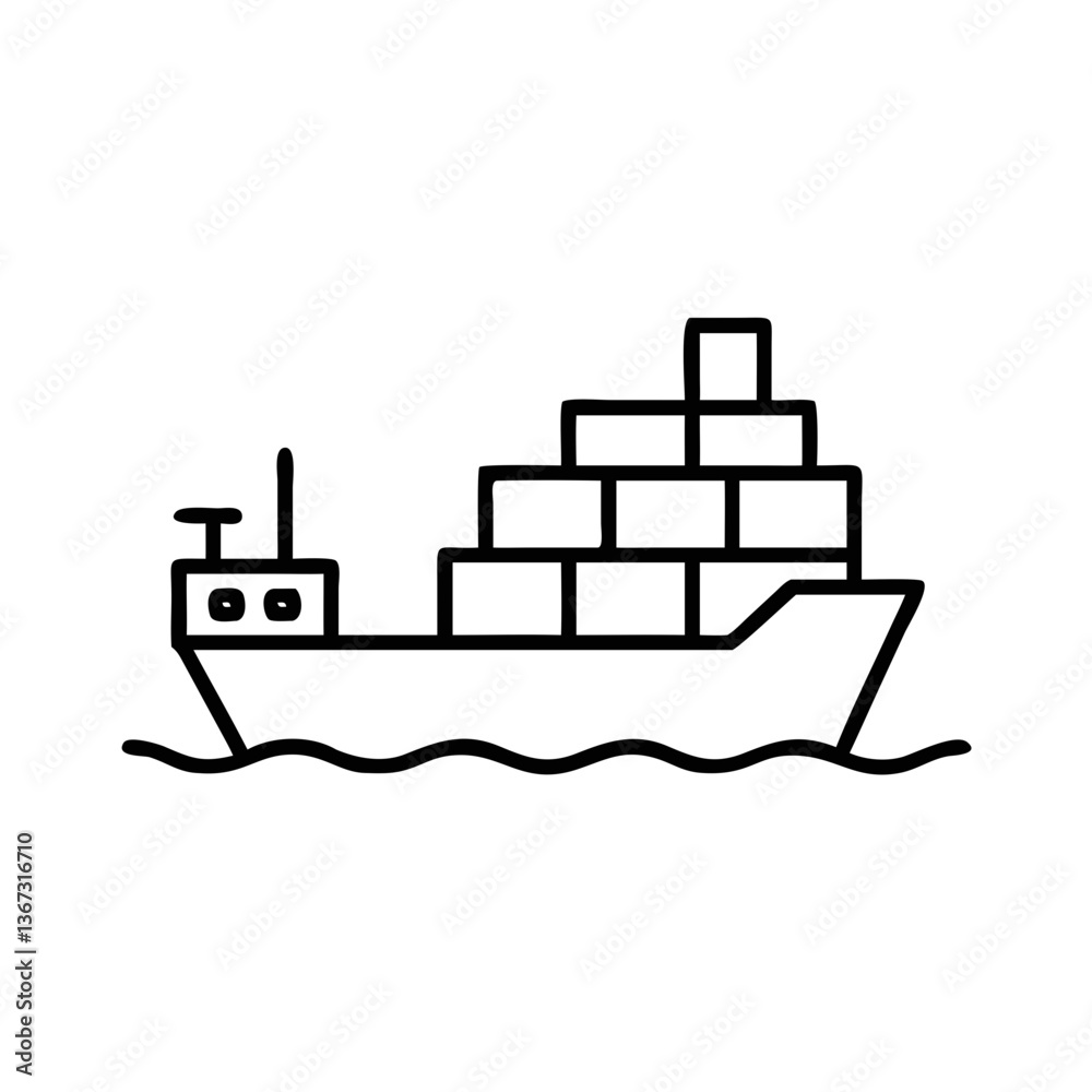 Cargo ship transporting stacked containers on water Cargo ship transporting stacked containers on water