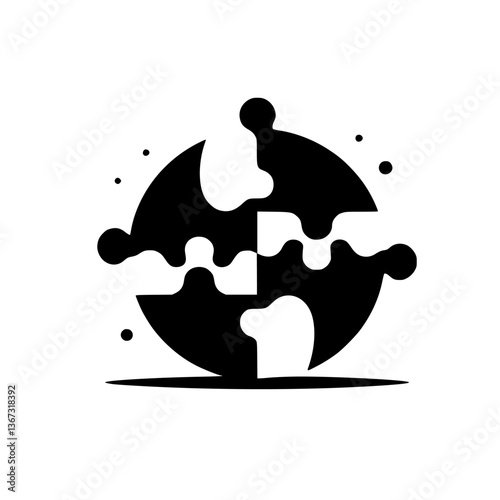 Abstract Puzzle Globe: Black and White Unity Concept