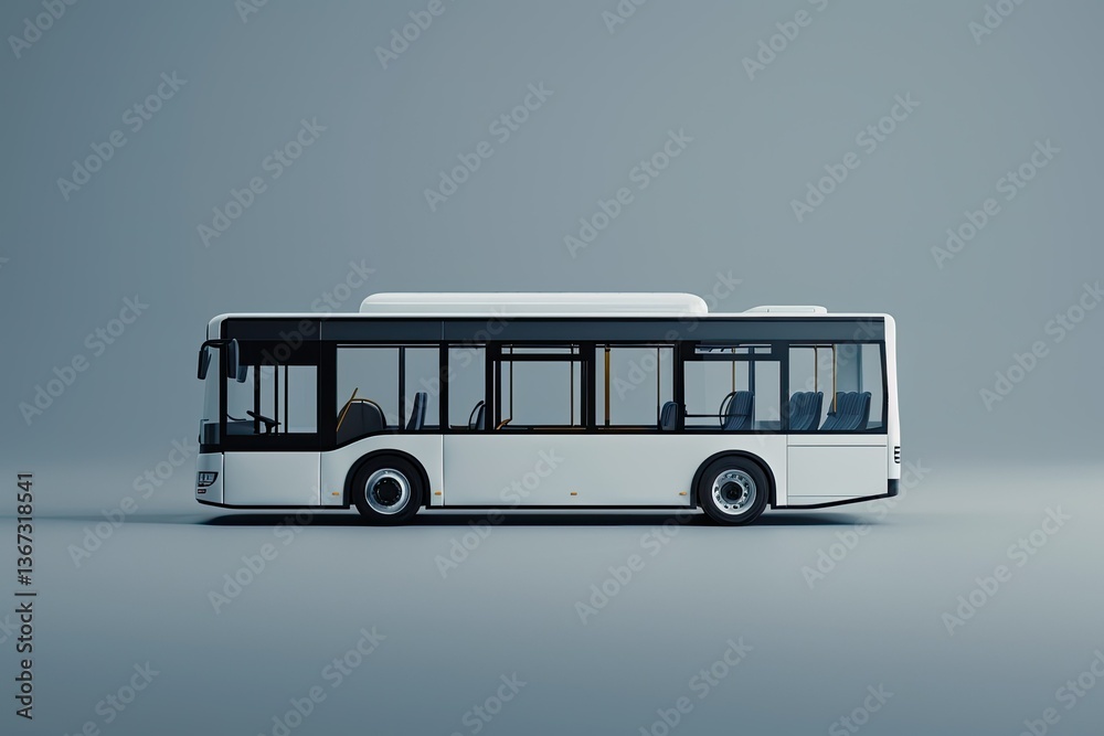 High Quality Picture of 3D Illustration Simple Public Bus in Isolated Background High Quality Picture of 3D Illustration Simple Public Bus in Isolated Background