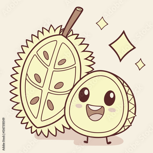 Cute durian Mascot Vector Design