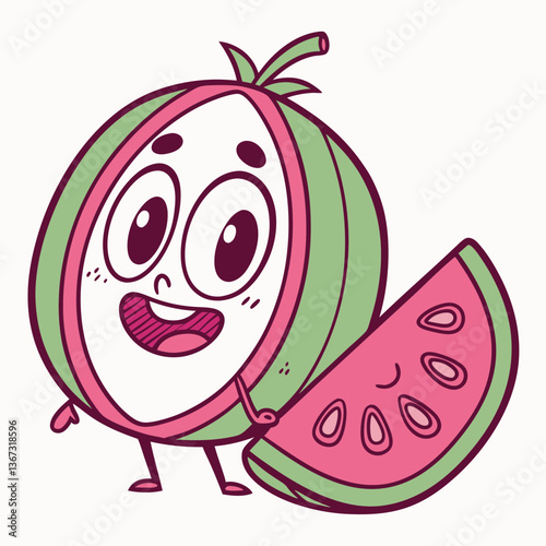 Cute guava Mascot Vector Design