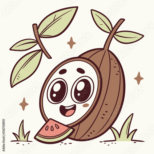 Cute sapodilla Mascot Vector Design