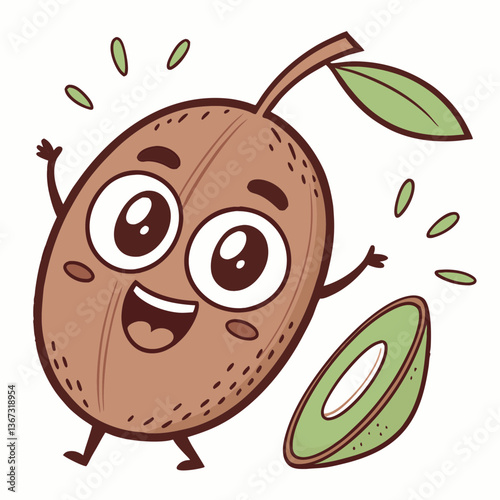 Cute sapodilla Mascot Vector Design