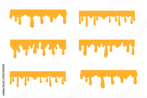 Cheese melted dripping liquid background wallpaper vector yellow in flat style design