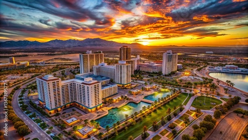 Aerial View of Stratosphere Casino & Resort, Las Vegas Strip, Nevada