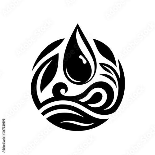 Black and White Water & Nature Emblem