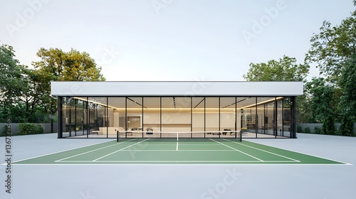 Wallpaper Mural Elegant and luxurious outdoor tennis court featuring exclusive VIP seating areas and a sophisticated glass walled architectural design creating an exceptional sporting and entertainment experience Torontodigital.ca