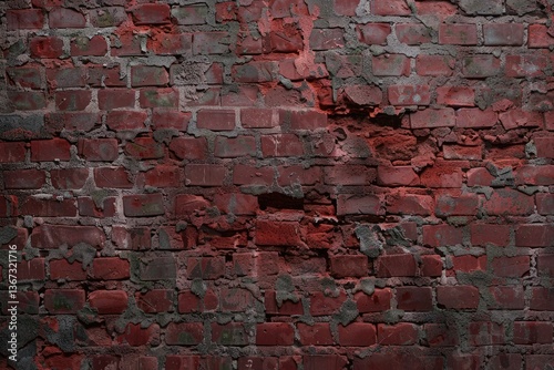 Vibrant Color Visual of Background and Texture of Red Bricks Wall