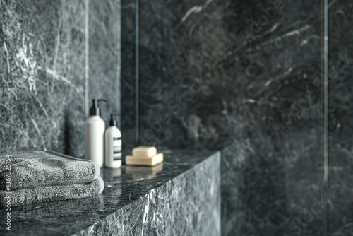 High Resolution of Gray and Marble Bathroom Corner