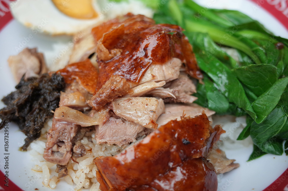 Roast Duck with rice and vegetable