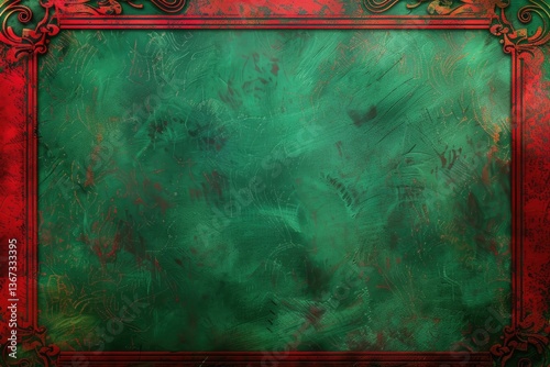 Detailed Visual  of a Green and Red Background with a Red Border That Says the Word on it