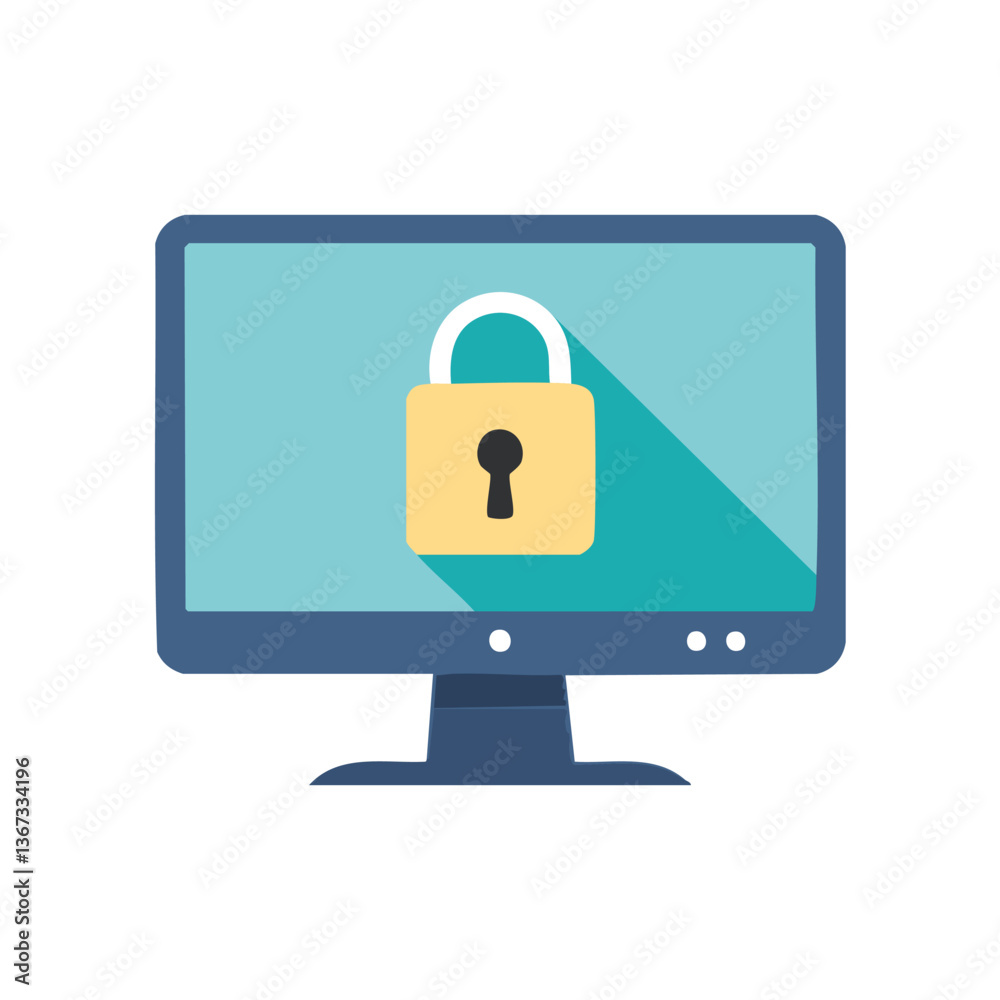 Insecurity on monitor in trendy flat style isolated on white background. Vector illustration. Insecurity on monitor in trendy flat style isolated on white background. Vector illustration.