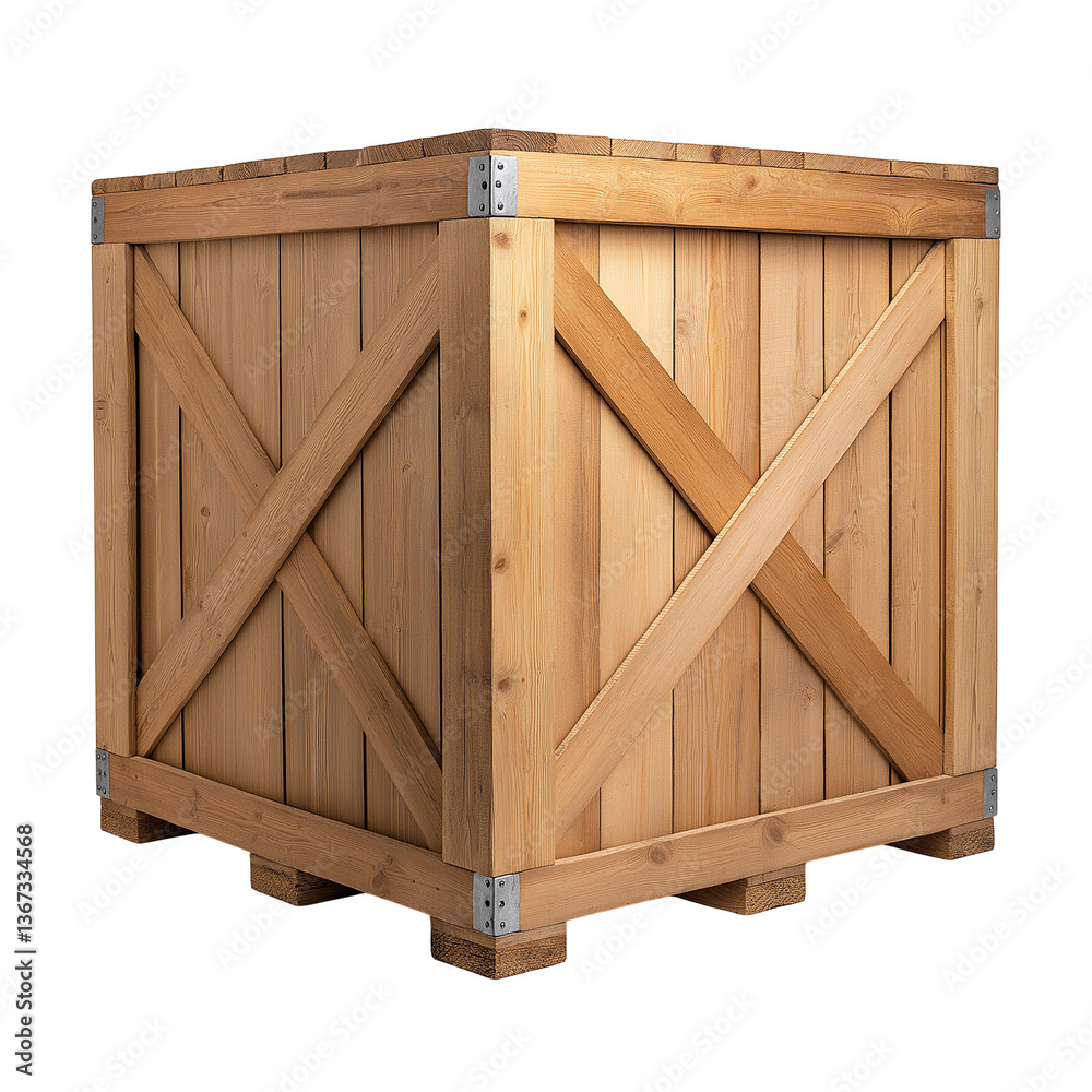 Wooden Shipping Crate | Isolated Storage Pallet Box on White Background Wooden Shipping Crate | Isolated Storage Pallet Box on White Background