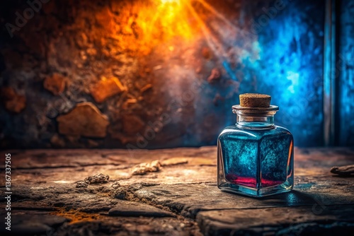 Ancient Ink Bottle Night Photography - Text Space for Design