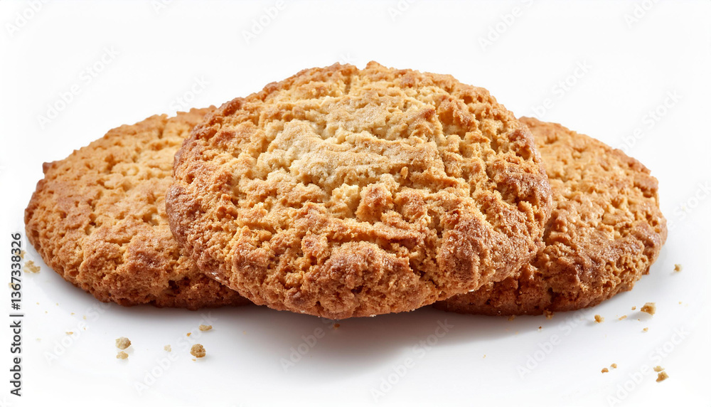 Oat cookie with crumb isolated on white Oat cookie with crumb isolated on white
