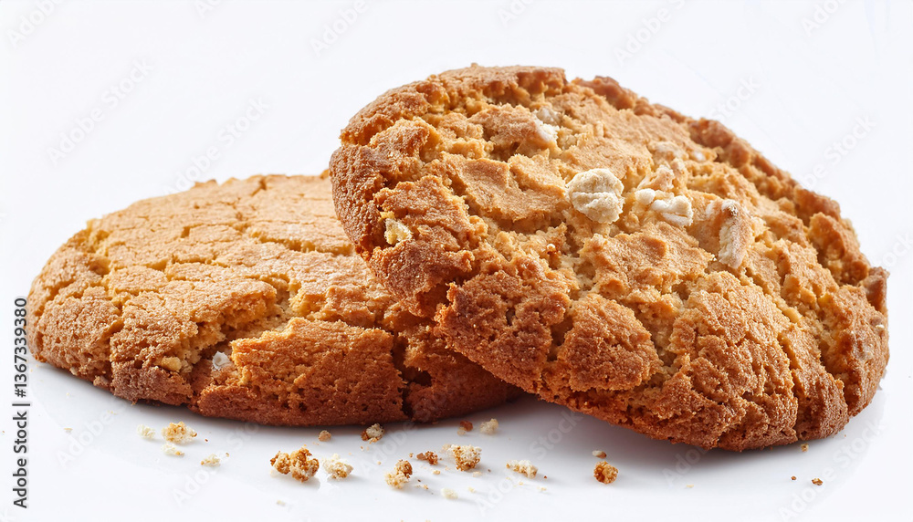 Oat cookie with crumb isolated on white Oat cookie with crumb isolated on white