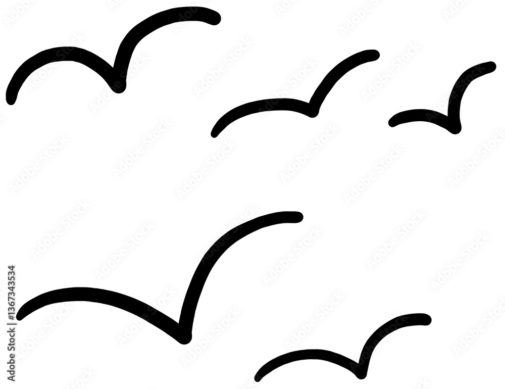 Naklejka premium This is a hand-drawn illustration of a seagull.