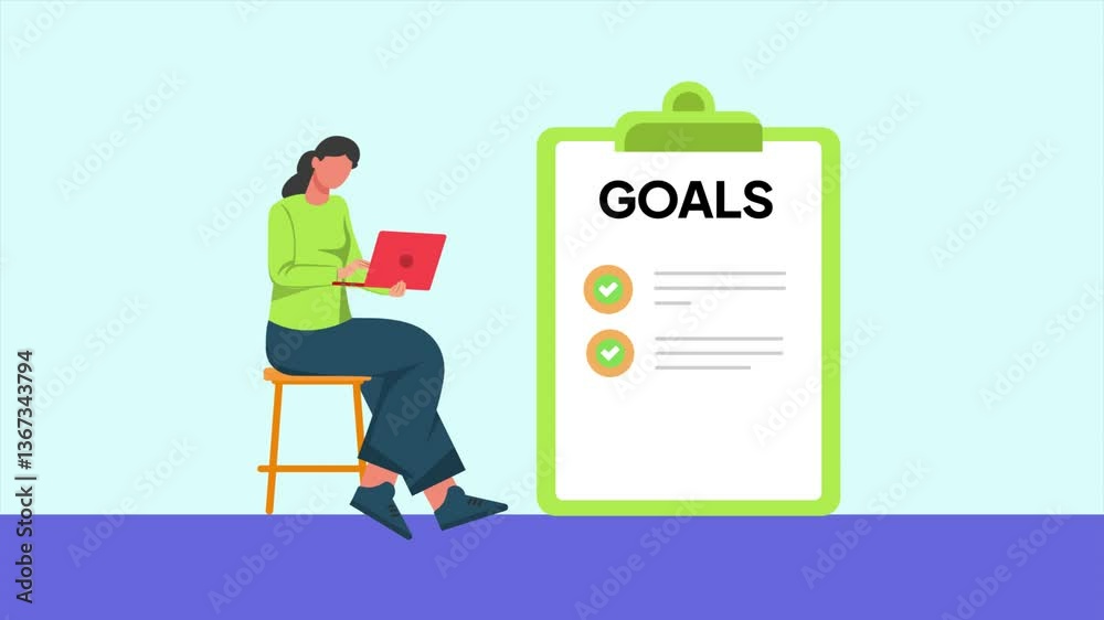 Animated video of list of goals. Personal Goals concept. Full length animation illustration. High quality 4k footage Animated video of list of goals. Personal Goals concept. Full length animation illustration. High quality 4k footage
