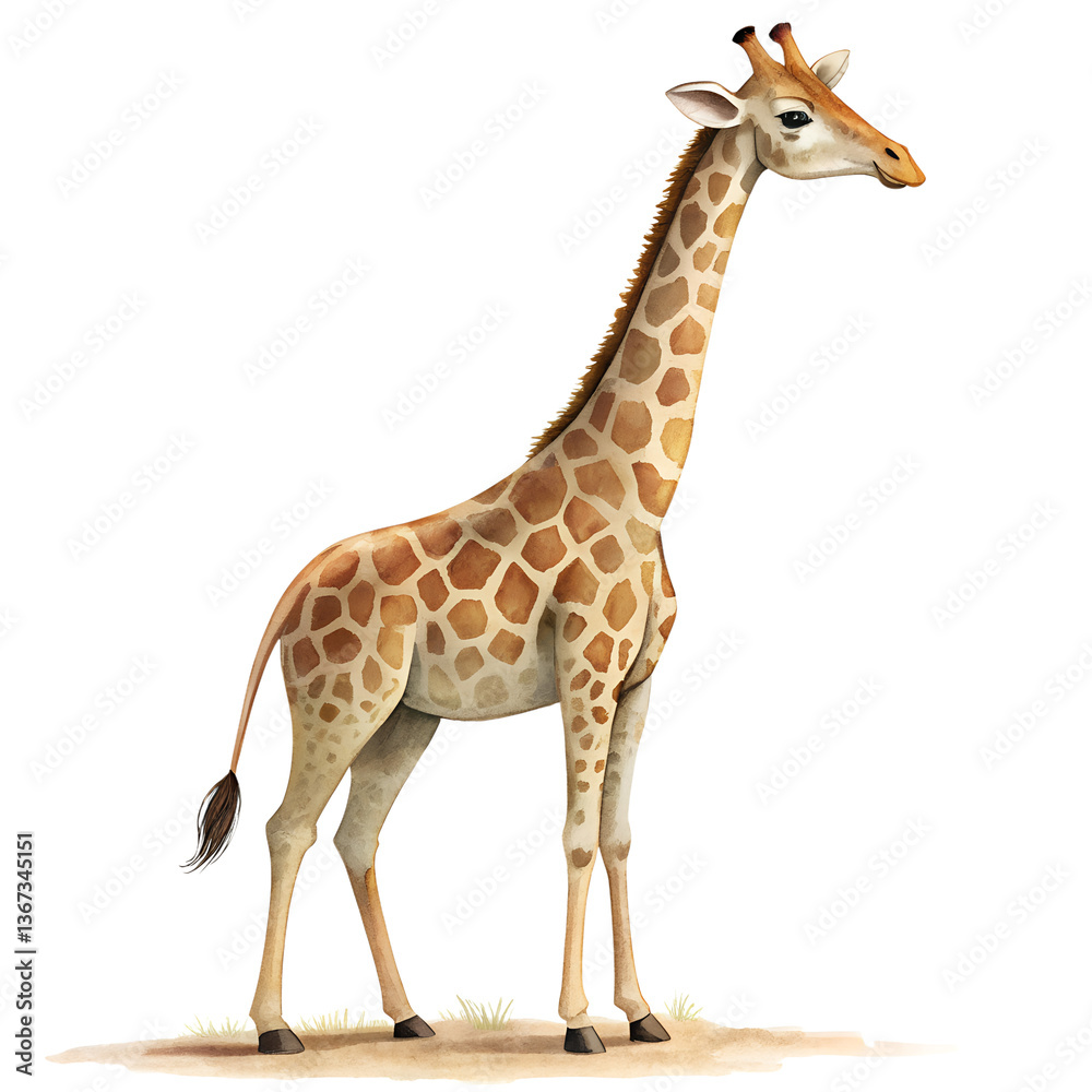 Fototapeta premium A tall giraffe with a long neck, spotted pattern