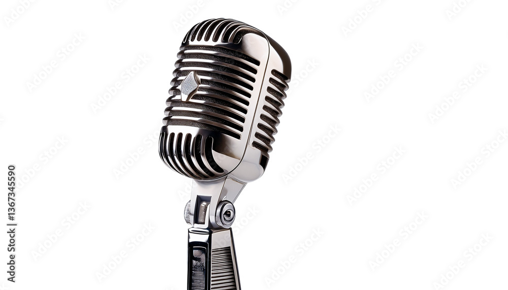 Fototapeta premium retro microphone isolated on transparent background.