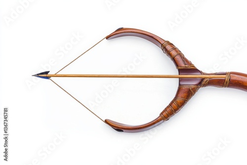 Artistic representation of an ancient crossbow designed for archery in traditional craftsmanship isolated on transparent background