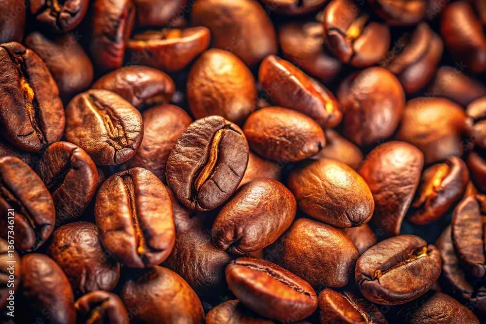 Fototapeta premium Aromatic Coffee Beans Panoramic Close-Up: Rich Brown Background Texture